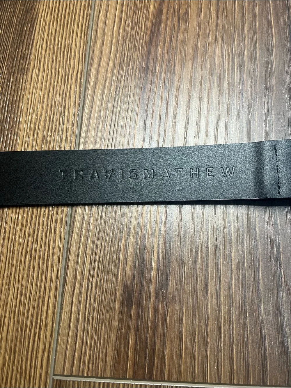 Travis Mathew Men's Black Smooth Leather Belt with Matte Buckle
